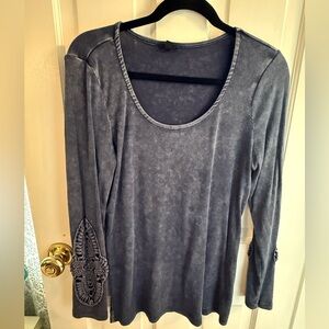 Torrid - Cotton Modal Rib Scoop Neck Crochet Long Sleeve Top